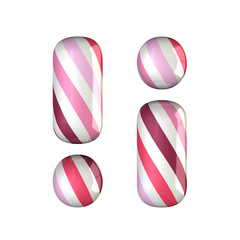 3D party exclamation marks candy concept isolated with clipping path