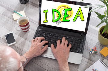 Idea concept on a laptop screen