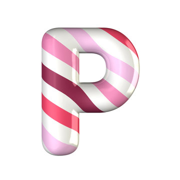 3D birthday letter P candy concept isolated with clipping path