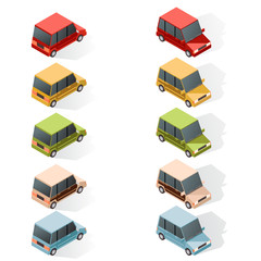 Set of isometric car icons