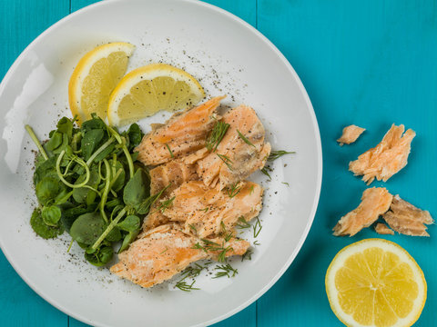 Poached Salmon And Watercress Salad