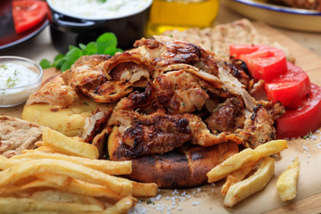 Greek gyros dish on baking paper