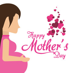 happy mothers day pregnancy mom with hearts vector illustration eps 10