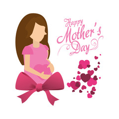 happy mothers day card invitation pregnancy bow decoration vector illustration eps 10