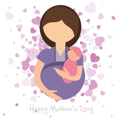 mothers day card mom pregnancy celebration vector illustration eps 10
