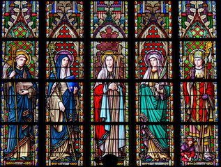 Stained Glass in Brussels Sablon Church - Catholic Saints - 145103715