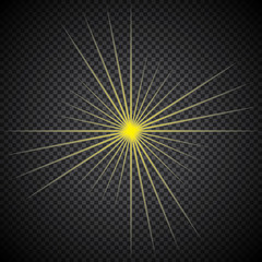 White glowing light burst explosion with transparent. Vector illustration for cool effect decoration with ray sparkles. Bright star. Transparent shine gradient glitter, bright flare. Glare texture.