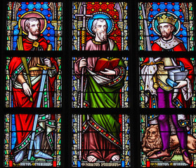 Stained Glass in Brussels Sablon Church - Catholic Saints