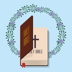 holy bible wedding flower decoration vector illustration eps 10