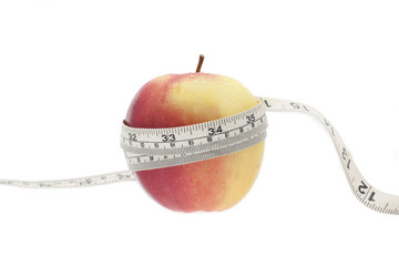 Jabłko - centymetry, pomiar miarą  - obrazy, fototapety, plakaty