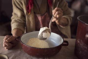 Adding flour