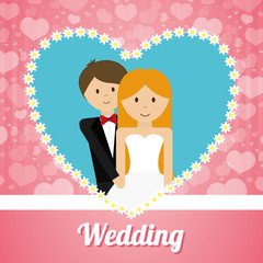 wedding couple lovely invitation heart ornament card vector illustration eps 10