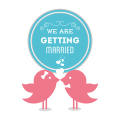 we are greeting married birds couple lovely vector illustration eps 10