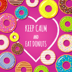 Sweet donut vector Illustration. Banner, card. Donut with glaze. Donut icon.
