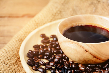 coffee cup on wood table