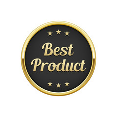 Gold black best product round badge, banner