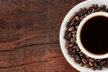 coffee cup on wood table