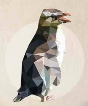Illustration of a penguin - low poly graphic style