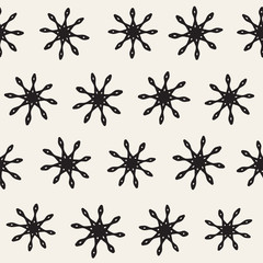 Vector seamless pattern. Abstract background with floral brush strokes. Monochrome hand drawn texture