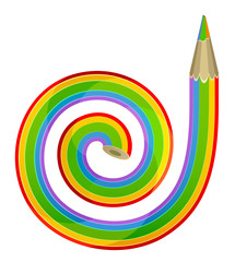 Obraz premium Rainbow multicolored spiral pencil