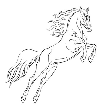 recommend clip art: Prancing mustang drawn in a black outline