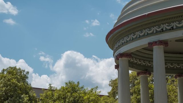 Time lapse of green park and its architecture in the center of the city of San Jose, Costa Rica