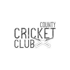 Cricket county club emblem and design elements. logo .  badge. Sports with gear, equipment. Use for web or tee  t-shirt print 