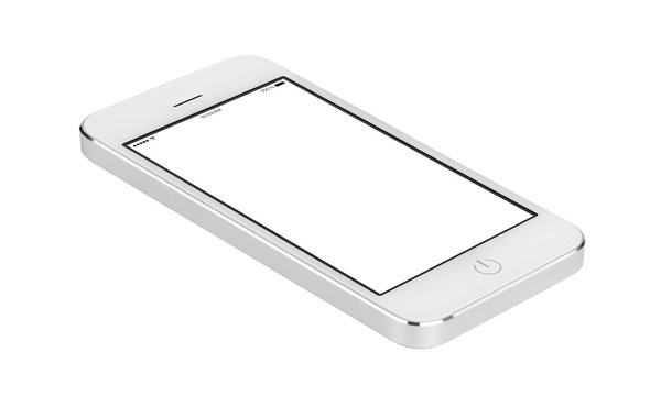 White modern smartphone mock up with blank screen lies