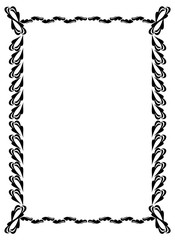 Black and white vertical frame. Copy space. Vector clip art