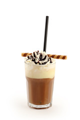 Iced coffee with vanilla ice cream and whipped cream - 145110104