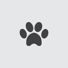 Animal paw icon in a flat design in black color. Vector illustration eps10