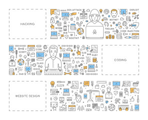 Line concept for hacking, coding and web design