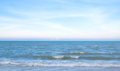 Wave & Sand beach with blue sky background
