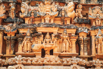 Carved walls of the Indian temple.