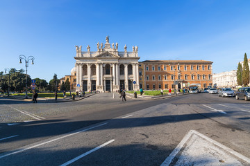 Rome, Italy. The eastern facade of the Basilica of St. John the Baptist on the Lateran Hill (Basilica di San Giovanni in Laterano)