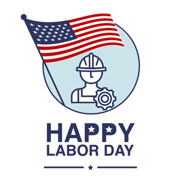 Labor Day, September 7th, United state of America, American Labor day design. Beautiful USA flag Composition. Labor Day poster design with man and gear icon