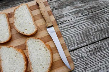   white bread on a cutting board