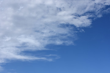 青空と流れる雲（イメージは浮遊、変化など）雲と空に文字入れスペース