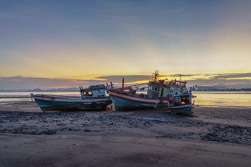 Old Fishing boat running aground
