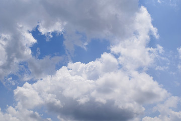 Blue sky with white clouds background in cloudy day
