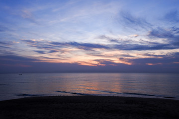 beautiful sunrise sky with sea and beach