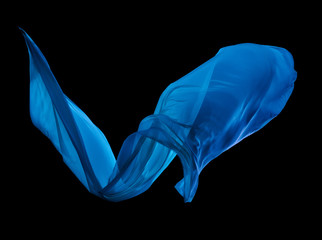 Smooth elegant blue cloth on black background