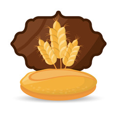 bread wheat food breakfast badge vector illustration eps 10