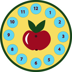clock face blank, apple, colorful