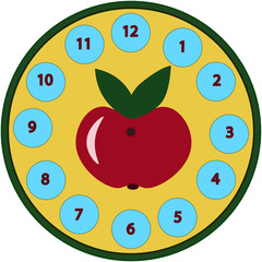 clock face blank, apple, colorful