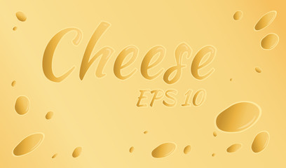 Vector illustration. Yellow cheese with holes. Food concept for your design