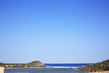 Fototapeta na wymiar Vista panoramica della Torre di Chia in Sardegna