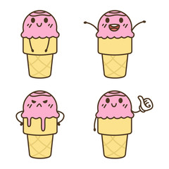 Cute icecream character cartoon