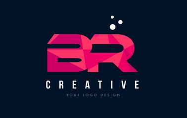 BR B R Letter Logo with Purple Low Poly Pink Triangles Concept