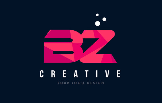 BZ B Z Letter Logo with Purple Low Poly Pink Triangles Concept